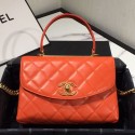 Chanel Quilted Lambskin Flap Bag with Top Handle AS1175 Red 2019 Collection AQ02240