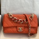 Chanel Quilted Lambskin Large Flap Bag with Resin Chain AS1354 Orange 2019 Collection AQ02984