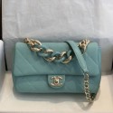 Chanel Quilted Lambskin Medium Flap Bag with Resin Chain AS1353 Light Blue 2019 Collection AQ03858