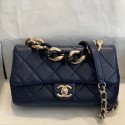 Chanel Quilted Lambskin Medium Flap Bag with Resin Chain AS1353 Navy Blue 2019 Collection AQ03799