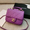 Chanel Quilted Lambskin Small Flap Bag with Ring Top Handle AS1357 Purple 2020 Collection AQ00767