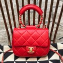 Chanel Quilted Lambskin Small Flap Bag with Ring Top Handle AS1357 Red 2020 Collection AQ02426