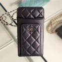 Chanel Quilted Lambskin Vertical Phone Holder/Classic Clutch with Chain AP0990 Black 2019 Collection AQ01091