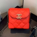 Chanel Quilted Leather Box Clutch with Chain Red 2019 Collection AQ03090