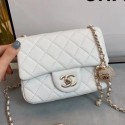 Chanel Quilted Leather Flap Bag with Crystal Ball AS1786 White 2020 Collection AQ03479