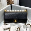 Chanel Quilted Leather Pearl Clutch with Chain AP1001 Black 2019 Collection AQ04290