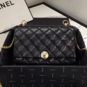 Chanel Quilted Leather Pearl Trim Medium Flap Bag AS1172 Black 2019 Collection AQ03116