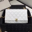 Chanel Quilted Leather Pearl Trim Medium Flap Bag AS1172 White 2019 Collection AQ01918