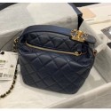 Chanel Quilted Leather Small Hobo Bag With Gold-Tone Metal AS1745 Navy Blue 2020 Collection AQ02158