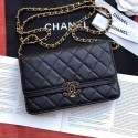 Chanel Quilted Leather Wallet on Chain WOC Black 2019 Collection AQ01838