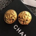 Chanel Quilted Metal CC Round Stud Clip-on Earrings Black 2019 Collection AQ02086