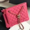 Chanel Quilted Shiny Lambskin Double Clutch with Chain AP1073 Pink 2019 Collection AQ00954