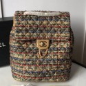 Chanel Quilted Tweed Medium Backpack Gold/Red/Blue 2019 Collection AQ03062