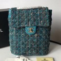 Chanel Quilted Tweed Small Backpack Dark Blue 2019 Collection AQ04285