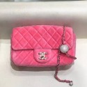 Chanel Quilted Velvet Flap Bag with Crystal Ball AS1787 Pink 2020 Collection AQ01485