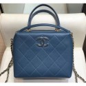 Chanel Quilting Calfskin Mini Bowling Bag AS0351 Cyan 2019 AQ04093