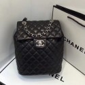 Chanel Quilting sheepskin Backpack Bag A91121 black with silver hardware AQ02023