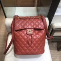 Chanel Quilting sheepskin Backpack Bag A91121 burgundy with gold hardware AQ02916