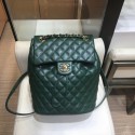 Chanel Quilting sheepskin Backpack Bag A91121 green with gold hardware AQ00655