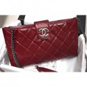 Chanel Quilting Waxy Leather Clutch with Chain Bag Dark Red 2019 AQ03218