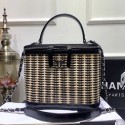 Chanel Rattan Woven Medium Vanity Case AS1347 Black/Beige 2020 Collection AQ02675