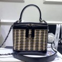 Chanel Rattan Woven Small Vanity Case AS1352 Black/Beige 2020 Collection AQ02942