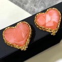 Chanel Resin Heart Stud Clip-on Earrings Orange 2019 Collection AQ03689