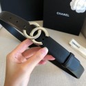 Chanel Reversible Calfskin Belt 30mm with CC Buckle Black/Silver Collection AQ01455