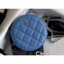 Chanel Round Classic Clutch with Chain Bag AP0245 Grained Calfskin Blue 2020 AQ02317