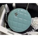 Chanel Round Classic Clutch with Chain Bag AP0245 Patent Light Green 2020 AQ02217