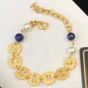 Chanel Round Metal Cutout Lettering Bracelet Gold/Blue 2019 Collection AQ01738