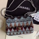 Chanel Sequins Small Flap Bag AS1078 Burgundy/Silver 2020 Collection AQ03734