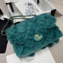 Chanel Shearling Lambskin Medium Flap Bag AS1063 Green 2019 Collection AQ04261