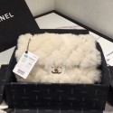 Chanel Shearling Lambskin Medium Flap Bag AS1063 White 2019 Collection AQ01050