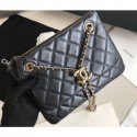 Chanel Shiny Lambskin Double Clutch with Chain Small Bag AP1073 Black 2020 AQ01232