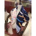 Chanel Silk Twill Ribbon Print Square Scarf 90x90cm Blue 2020 Collection AQ04077