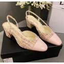 Chanel Slingbacks In Lambskin & Tweed G31318 Pink 2020 Collection AQ02846