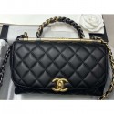 Chanel Small Frame Flap Bag with Chain Top Handle AS1749 Black 2020 AQ04146