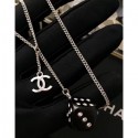 Chanel Small Necklace with Dice Pendant Silver/Black/Crystal 2018 AQ00547