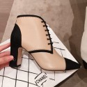 Chanel Stitching Lambskin Heel Short Boots Nude 2019 Collection AQ04233