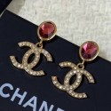 Chanel Stone CC Pendant Short Earrings Red 2019 Collection AQ04397