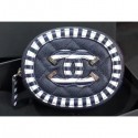 Chanel Striped Grained Calfskin CC Filigree Round Zipped Coin Purse A81458 Navy Blue 2019 AQ03290
