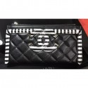 Chanel Striped Grained Calfskin CC Filigree Small Pouch Bag A81942 Black 2019 AQ04279