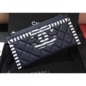 Chanel Striped Grained Calfskin CC Filigree Small Pouch Bag A81942 Navy Blue 2019 AQ00616