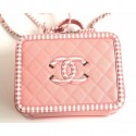 Chanel Striped Grained CC Filigree Vanity Case Medium Bag A93343 Pink 2019 AQ03525