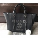 Chanel Studded Calfskin Deauville Small Shopping Bag Black 2018 AQ04211