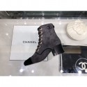 Chanel Suede Calfskin Lace-up Short Boots G35174 Gray 2019 Collection AQ04354