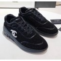 Chanel Terry-cloth & Goatskin Classic Sneaker Black 2020 Collection AQ03727