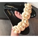 Chanel Tpu Camellia Pool Mules Slides Sandals Black/Creamy 2020 AQ02185