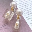 Chanel Transparent Resin Pearl Short Earrings White/Gold 02 2019 Collection AQ01280